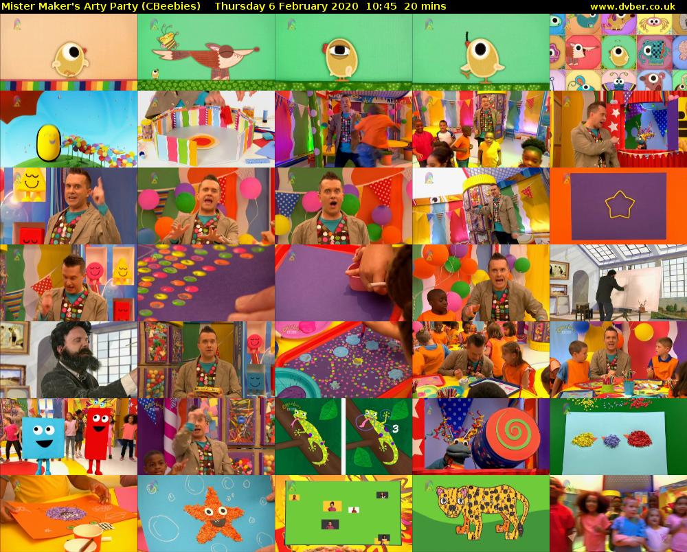 Mister Maker's Arty Party (CBeebies) Thursday 6 February 2020 10:45 - 11:05