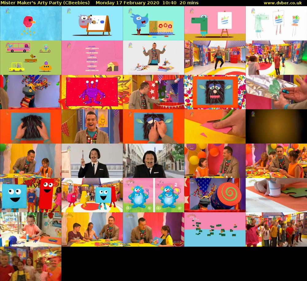 Mister Maker's Arty Party (CBeebies) Monday 17 February 2020 10:40 - 11:00