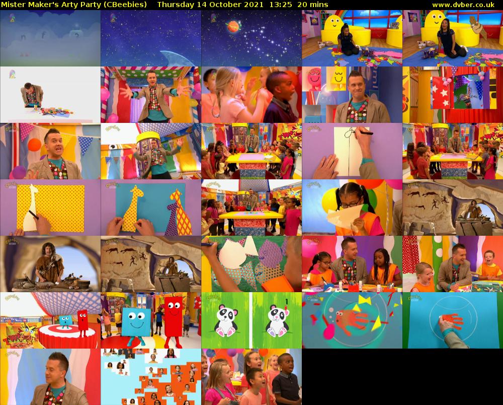 Mister Maker's Arty Party (CBeebies) Thursday 14 October 2021 13:25 - 13:45