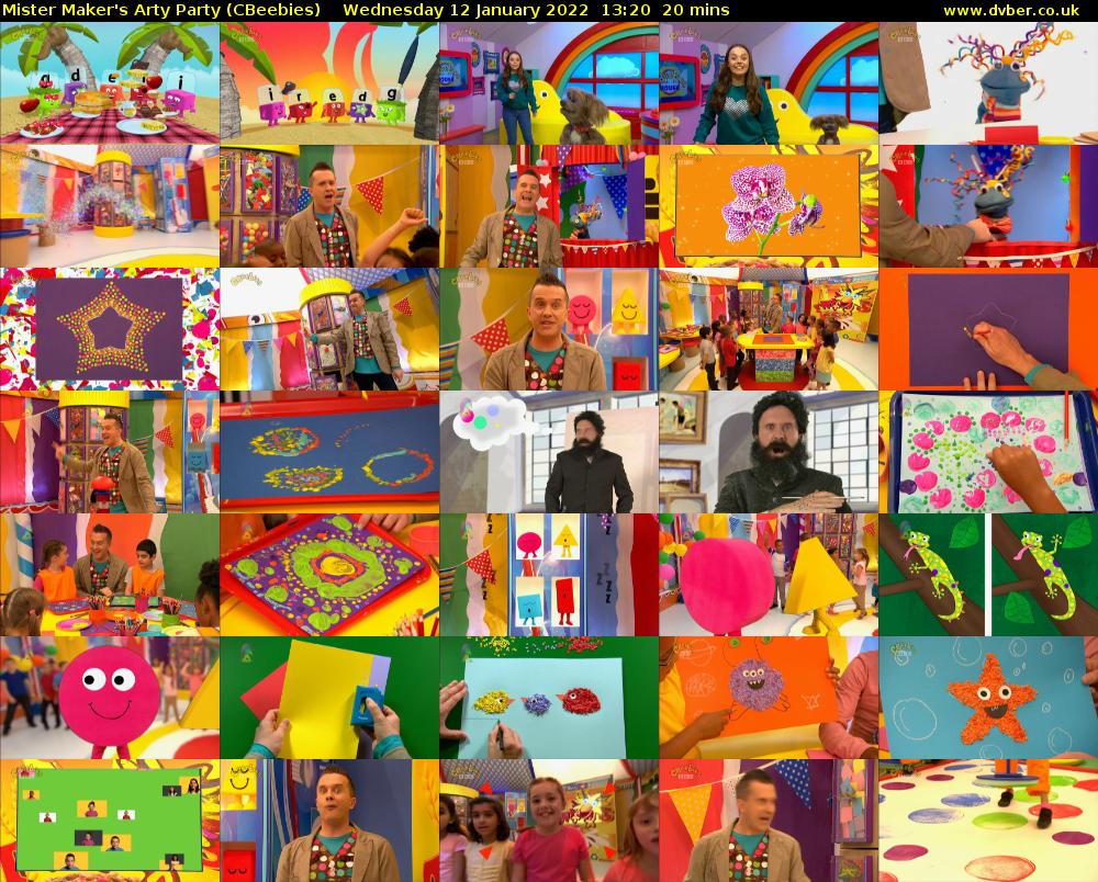 Mister Maker's Arty Party (CBeebies) Wednesday 12 January 2022 13:20 - 13:40