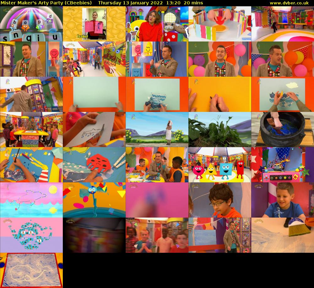 Mister Maker's Arty Party (CBeebies) Thursday 13 January 2022 13:20 - 13:40