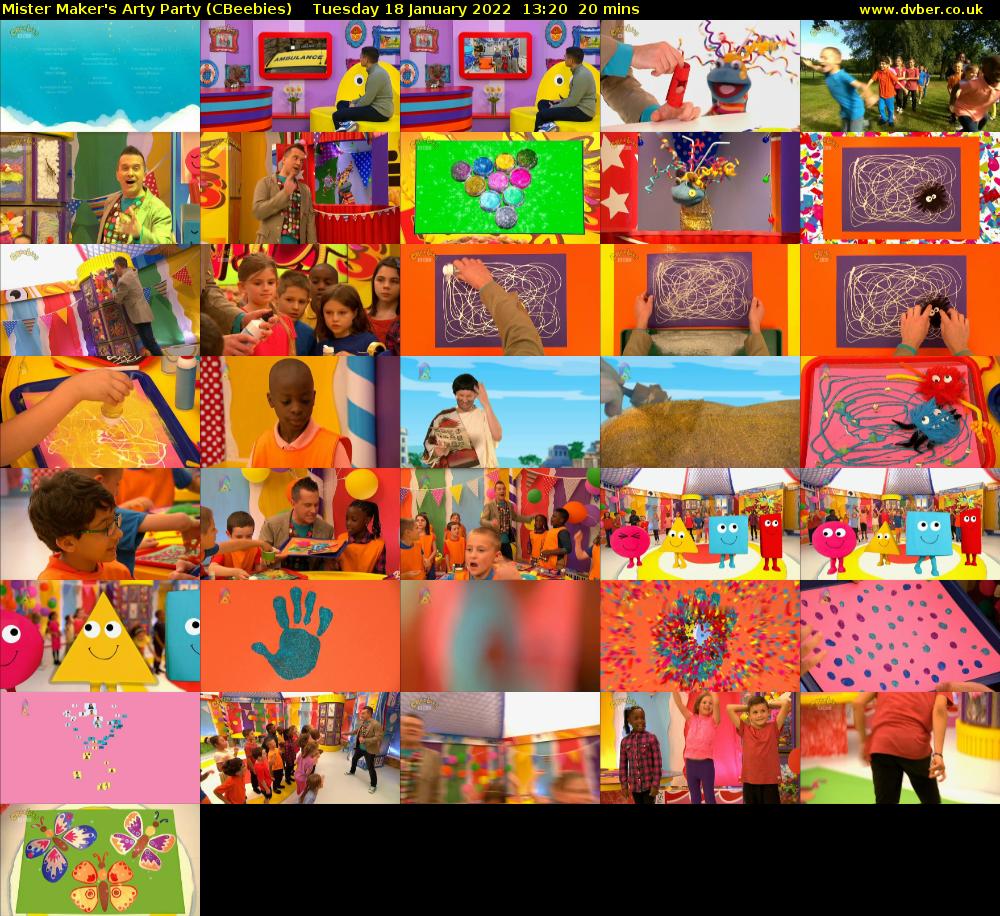 Mister Maker's Arty Party (CBeebies) Tuesday 18 January 2022 13:20 - 13:40