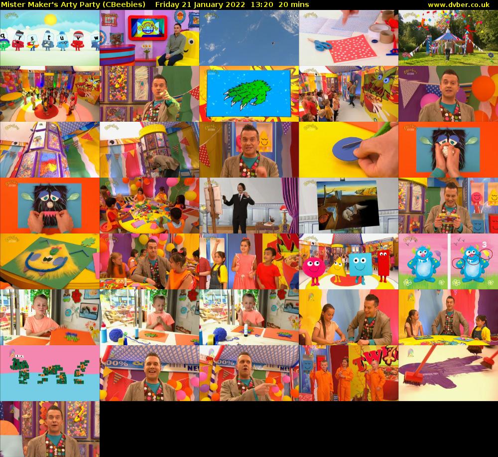 Mister Maker's Arty Party (CBeebies) Friday 21 January 2022 13:20 - 13:40