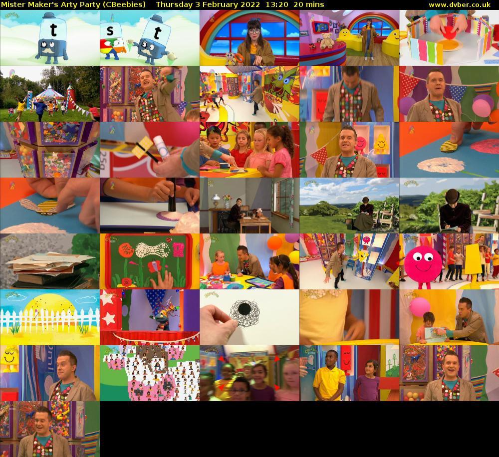 Mister Maker's Arty Party (CBeebies) Thursday 3 February 2022 13:20 - 13:40