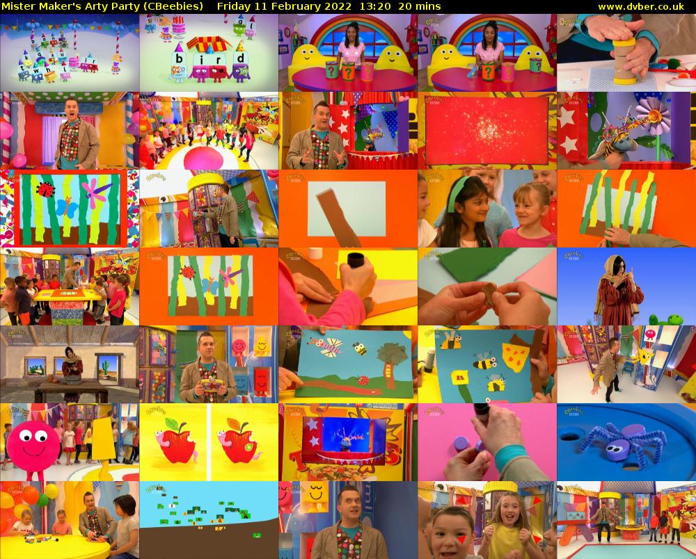 Mister Maker's Arty Party (CBeebies) Friday 11 February 2022 13:20 - 13:40