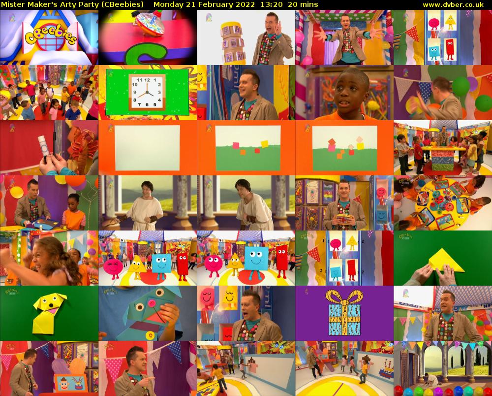 Mister Maker's Arty Party (CBeebies) Monday 21 February 2022 13:20 - 13:40
