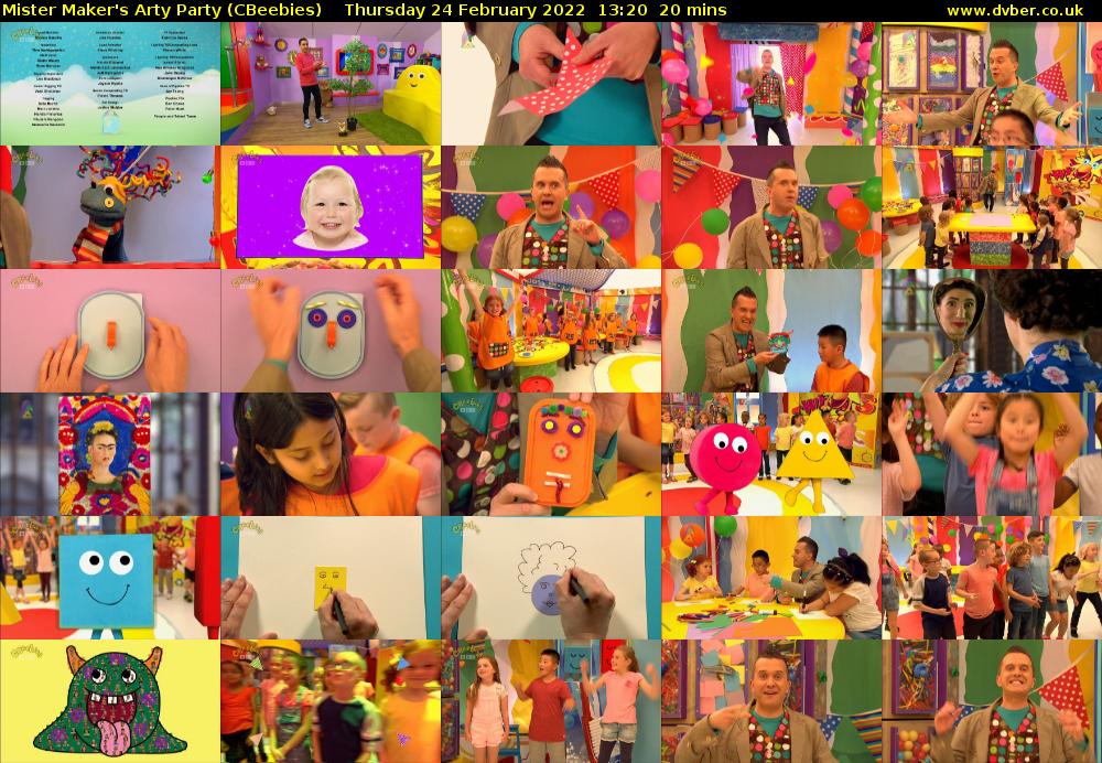 Mister Maker's Arty Party (CBeebies) Thursday 24 February 2022 13:20 - 13:40