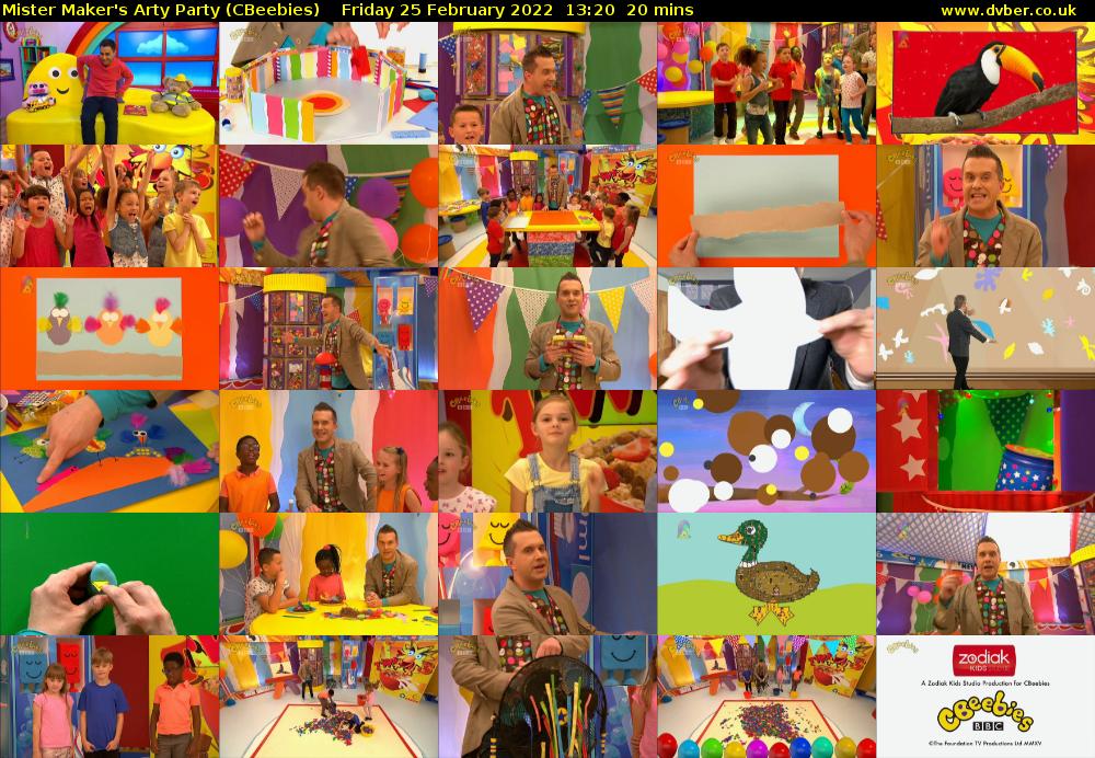 Mister Maker's Arty Party (CBeebies) Friday 25 February 2022 13:20 - 13:40