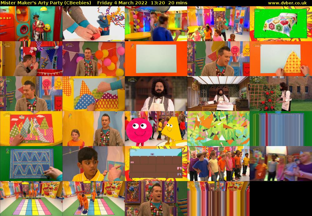 Mister Maker's Arty Party (CBeebies) Friday 4 March 2022 13:20 - 13:40