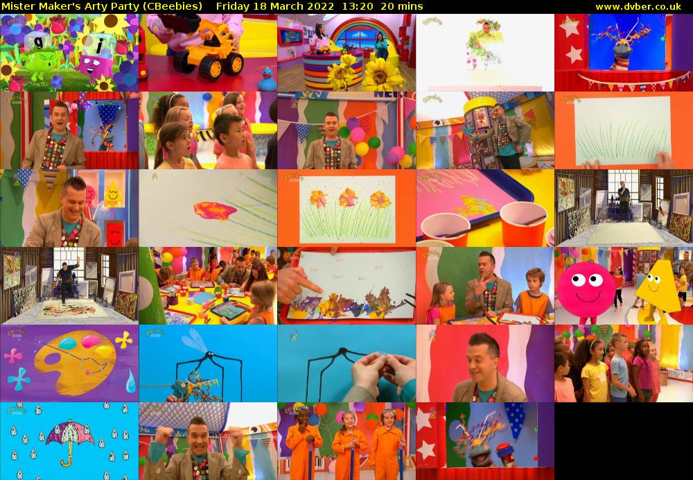 Mister Maker's Arty Party (CBeebies) Friday 18 March 2022 13:20 - 13:40