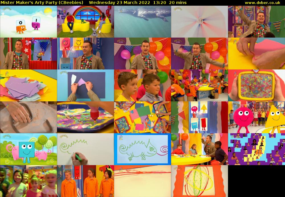 Mister Maker's Arty Party (CBeebies) Wednesday 23 March 2022 13:20 - 13:40