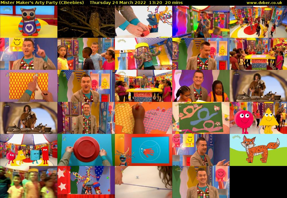 Mister Maker's Arty Party (CBeebies) Thursday 24 March 2022 13:20 - 13:40