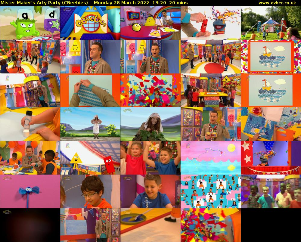 Mister Maker's Arty Party (CBeebies) Monday 28 March 2022 13:20 - 13:40