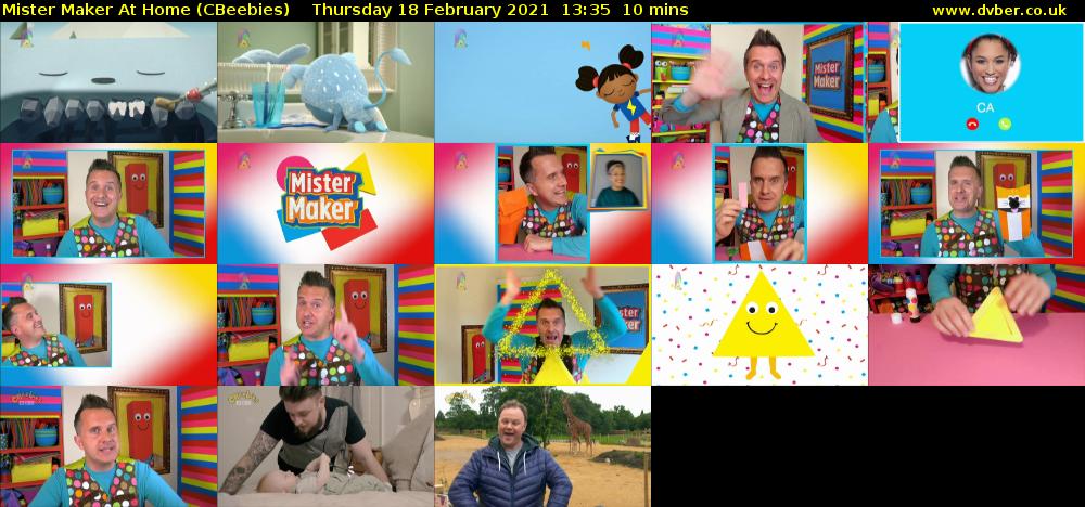 Mister Maker At Home (CBeebies) Thursday 18 February 2021 13:35 - 13:45