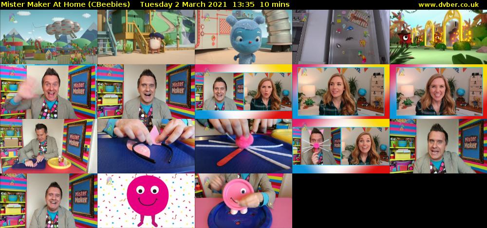 Mister Maker At Home (CBeebies) Tuesday 2 March 2021 13:35 - 13:45
