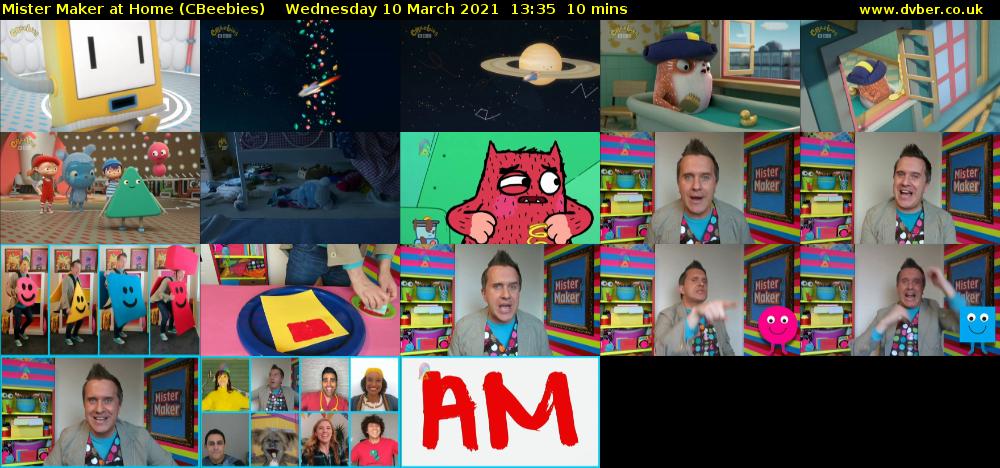 Mister Maker At Home (CBeebies) Wednesday 10 March 2021 13:35 - 13:45