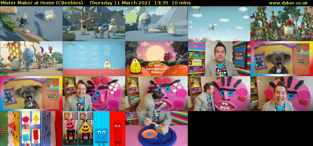 Mister Maker At Home (CBeebies) Thursday 11 March 2021 13:35 - 13:45
