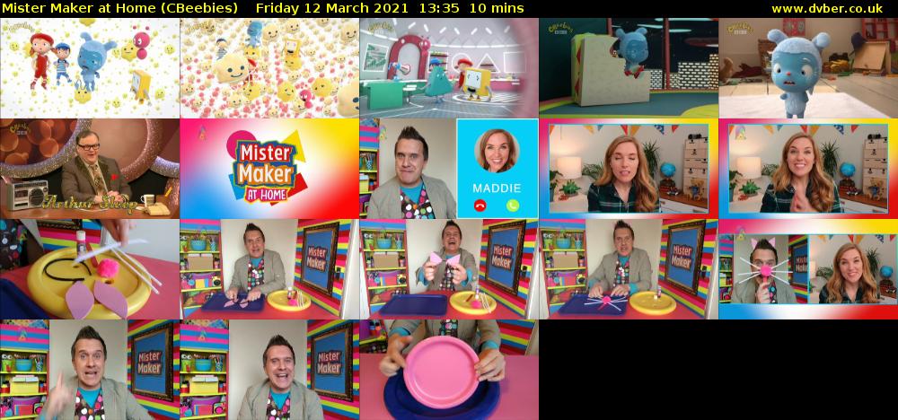 Mister Maker At Home (CBeebies) Friday 12 March 2021 13:35 - 13:45