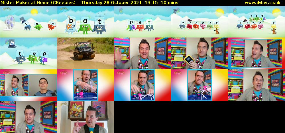 Mister Maker At Home (CBeebies) Thursday 28 October 2021 13:15 - 13:25