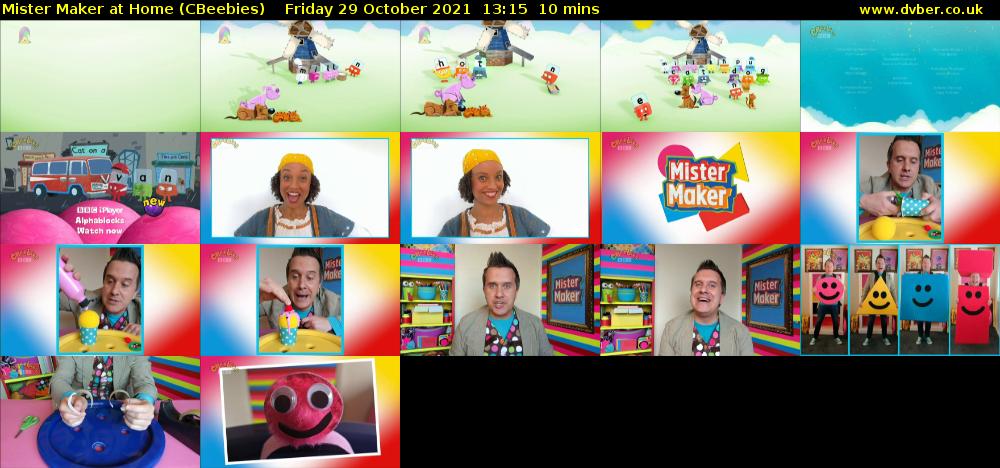 Mister Maker At Home (CBeebies) Friday 29 October 2021 13:15 - 13:25