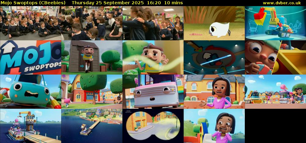 Mojo Swoptops (CBeebies) Thursday 25 September 2025 16:20 - 16:30