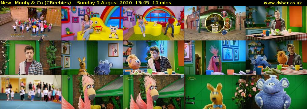 Monty & Co (CBeebies) Sunday 9 August 2020 13:45 - 13:55