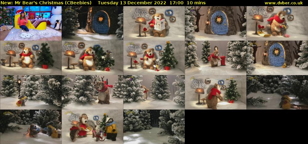 Mr Bear's Christmas (CBeebies) Tuesday 13 December 2022 17:00 - 17:10