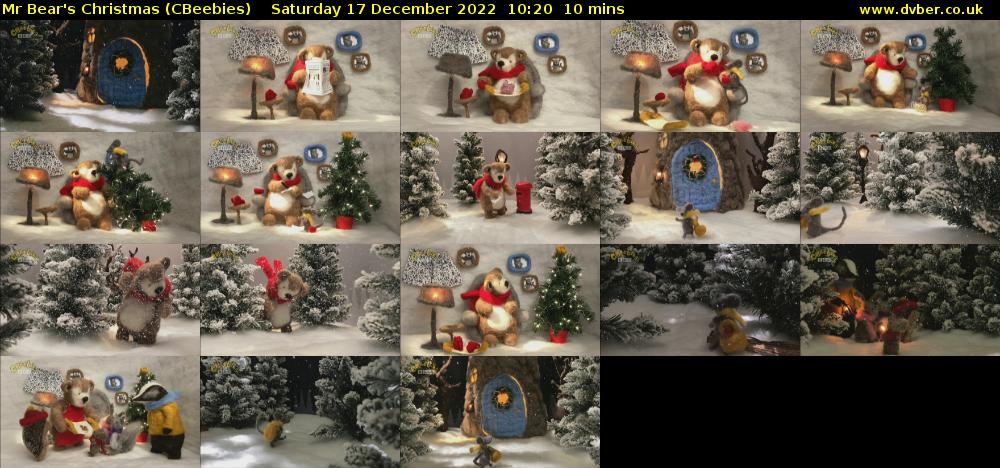 Mr Bear's Christmas (CBeebies) Saturday 17 December 2022 10:20 - 10:30