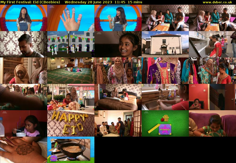 My First Festival: Eid (CBeebies) Wednesday 28 June 2023 11:45 - 12:00