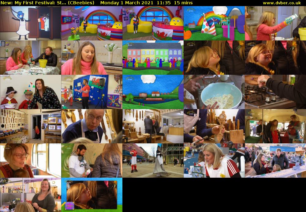 My First Festival: St... (CBeebies) Monday 1 March 2021 11:35 - 11:50