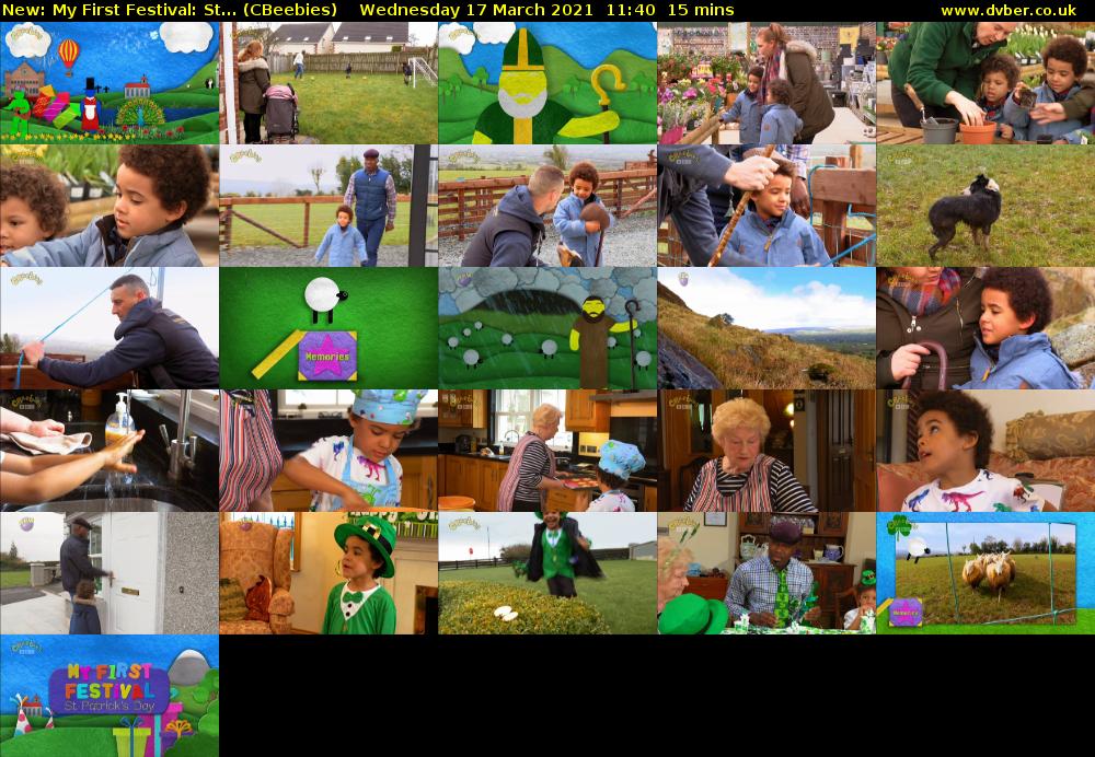 My First Festival: St... (CBeebies) Wednesday 17 March 2021 11:40 - 11:55