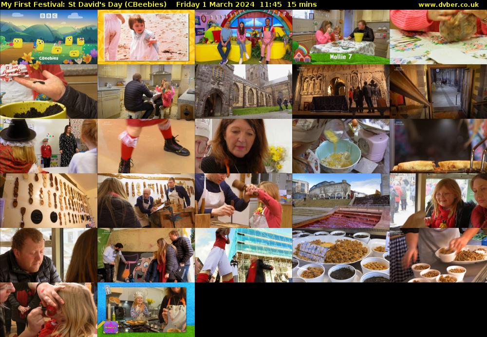 My First Festival: St David's Day (CBeebies) Friday 1 March 2024 11:45 - 12:00