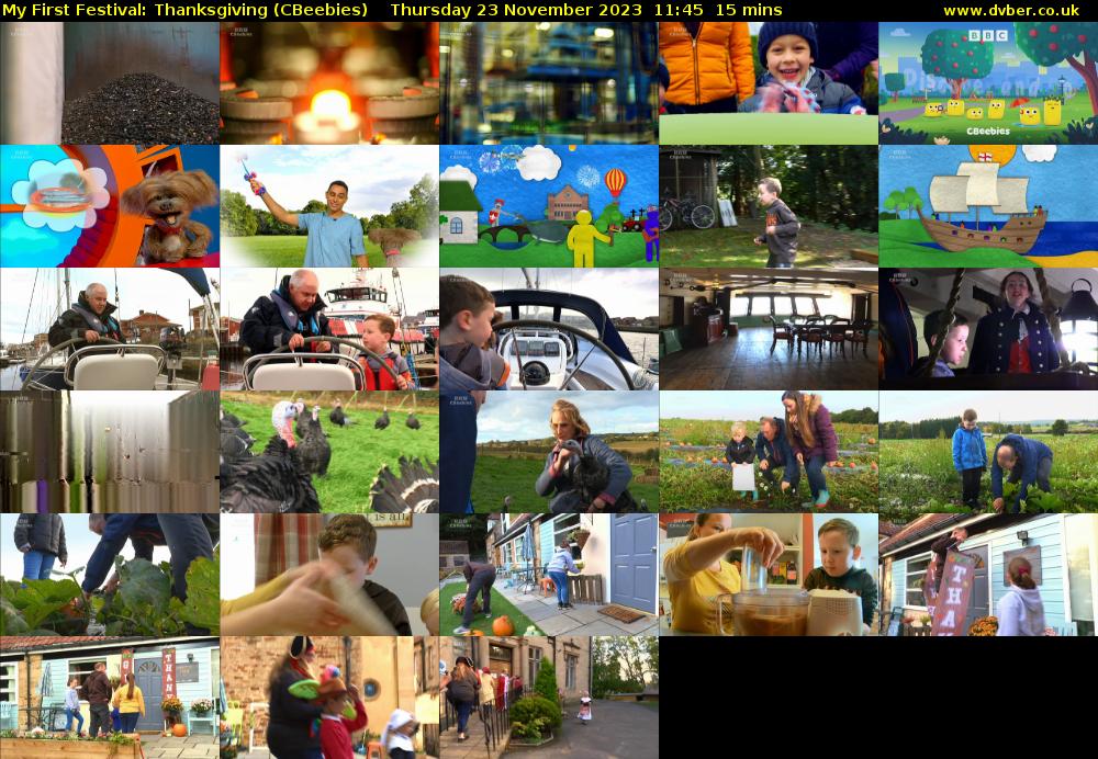 My First Festival: Thanksgiving (CBeebies) Thursday 23 November 2023 11:45 - 12:00