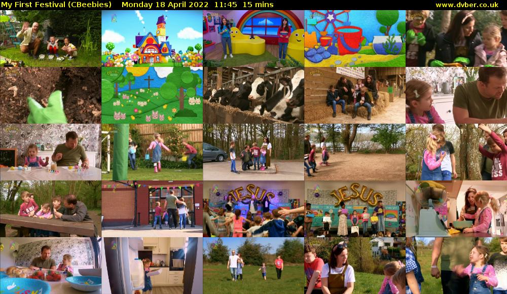 My First Festival (CBeebies) Monday 18 April 2022 11:45 - 12:00