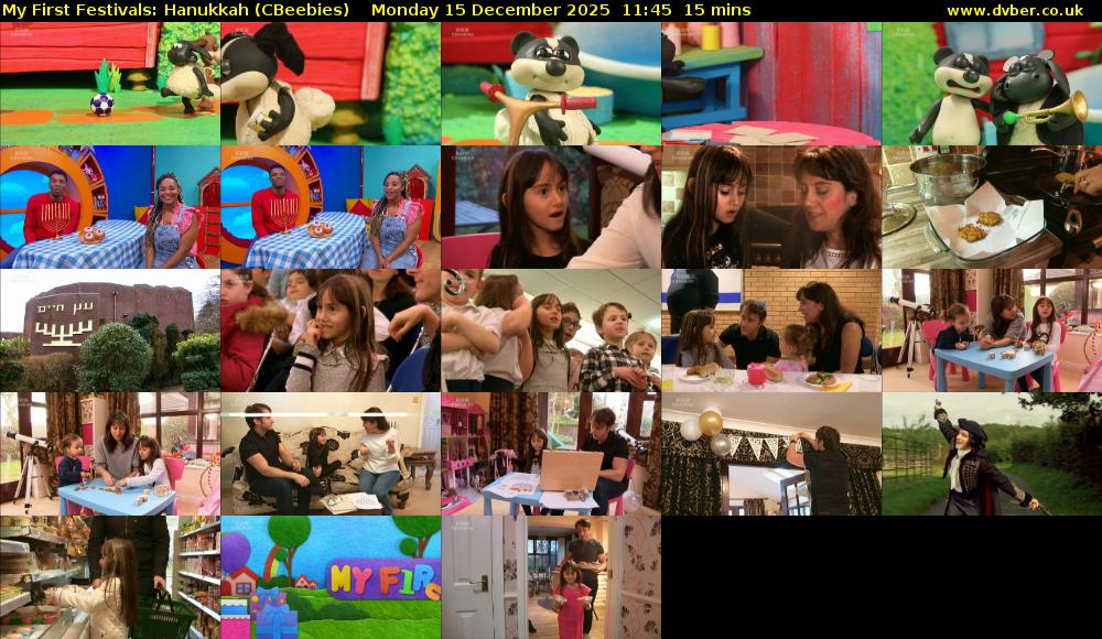 My First Festivals: Hanukkah (CBeebies) Monday 15 December 2025 11:45 - 12:00