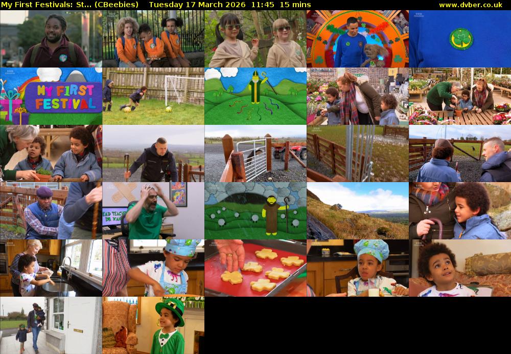 My First Festivals: St... (CBeebies) Tuesday 17 March 2026 11:45 - 12:00