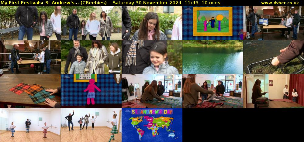 My First Festivals: St Andrew's... (CBeebies) Saturday 30 November 2024 11:45 - 11:55