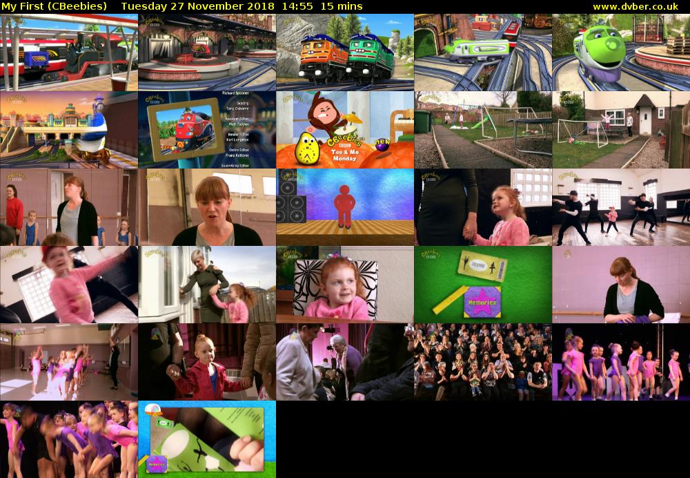 My First (CBeebies) Tuesday 27 November 2018 14:55 - 15:10