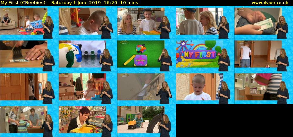 My First (CBeebies) Saturday 1 June 2019 16:20 - 16:30