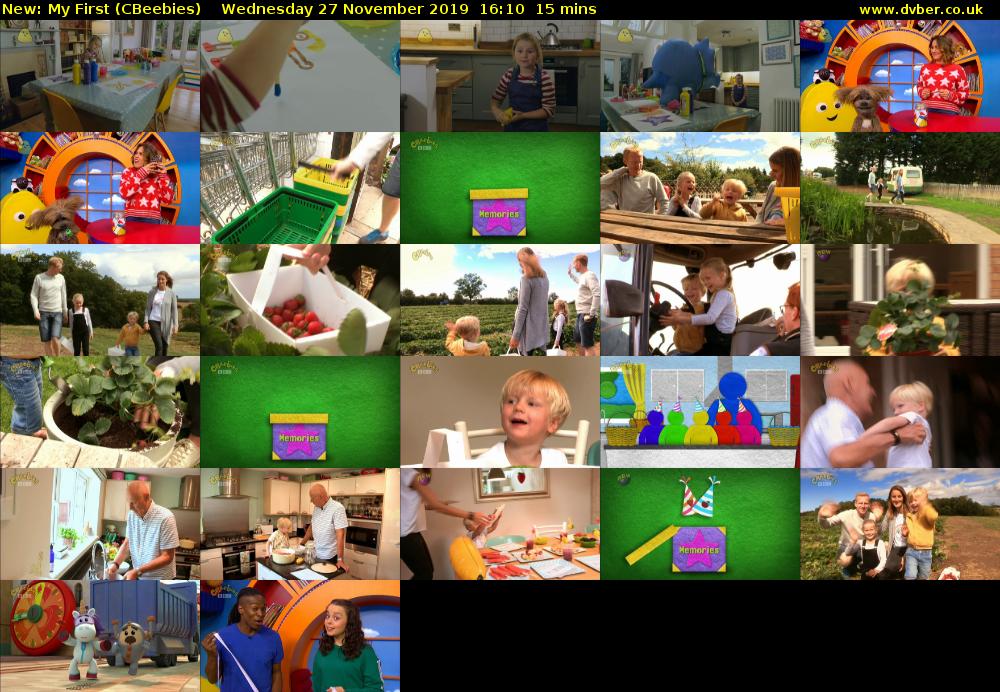 My First (CBeebies) Wednesday 27 November 2019 16:10 - 16:25