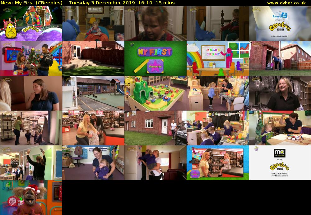 My First (CBeebies) Tuesday 3 December 2019 16:10 - 16:25