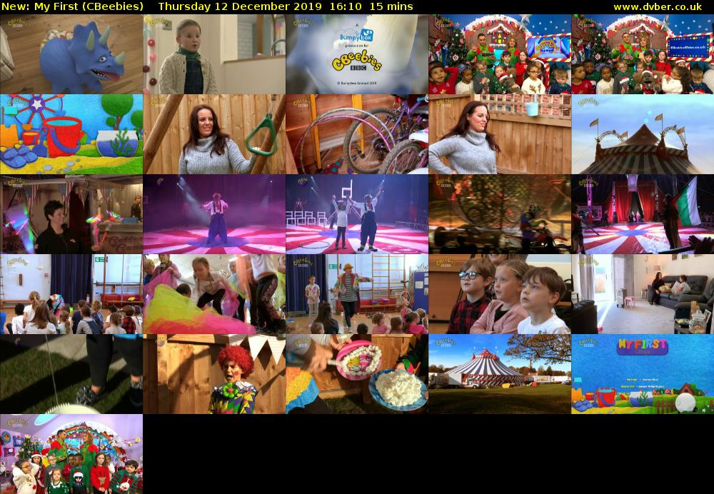 My First (CBeebies) Thursday 12 December 2019 16:10 - 16:25