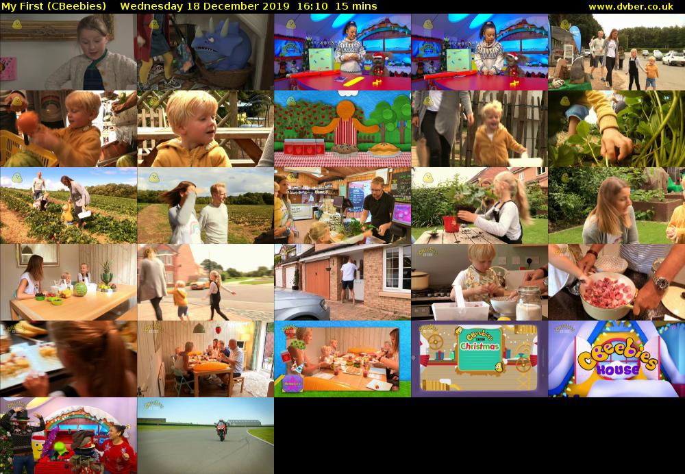 My First (CBeebies) Wednesday 18 December 2019 16:10 - 16:25