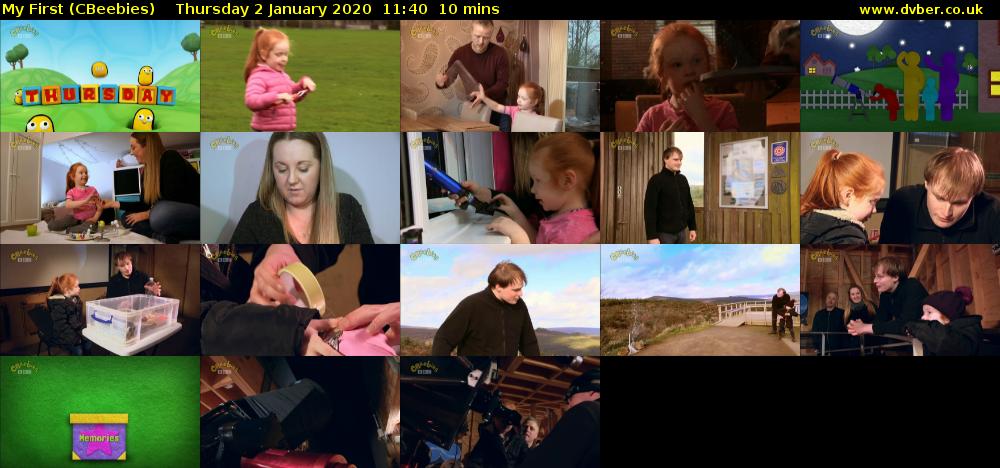 My First (CBeebies) Thursday 2 January 2020 11:40 - 11:50