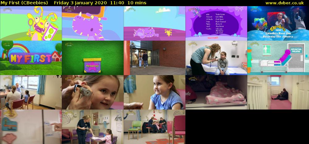 My First (CBeebies) Friday 3 January 2020 11:40 - 11:50