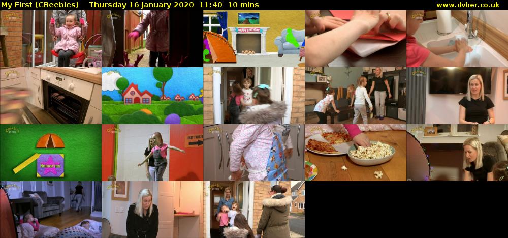 My First (CBeebies) Thursday 16 January 2020 11:40 - 11:50