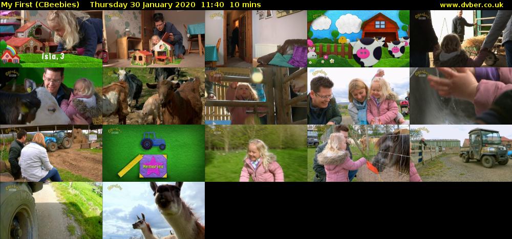 My First (CBeebies) Thursday 30 January 2020 11:40 - 11:50