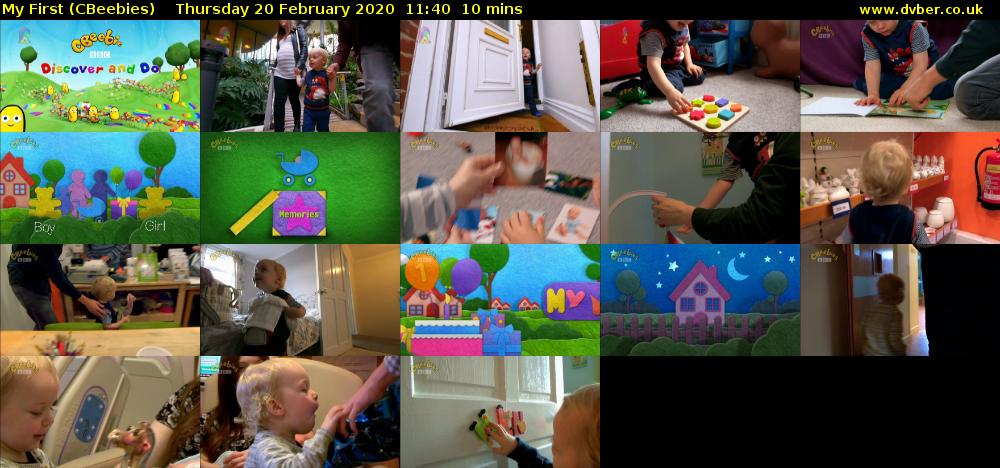 My First (CBeebies) Thursday 20 February 2020 11:40 - 11:50