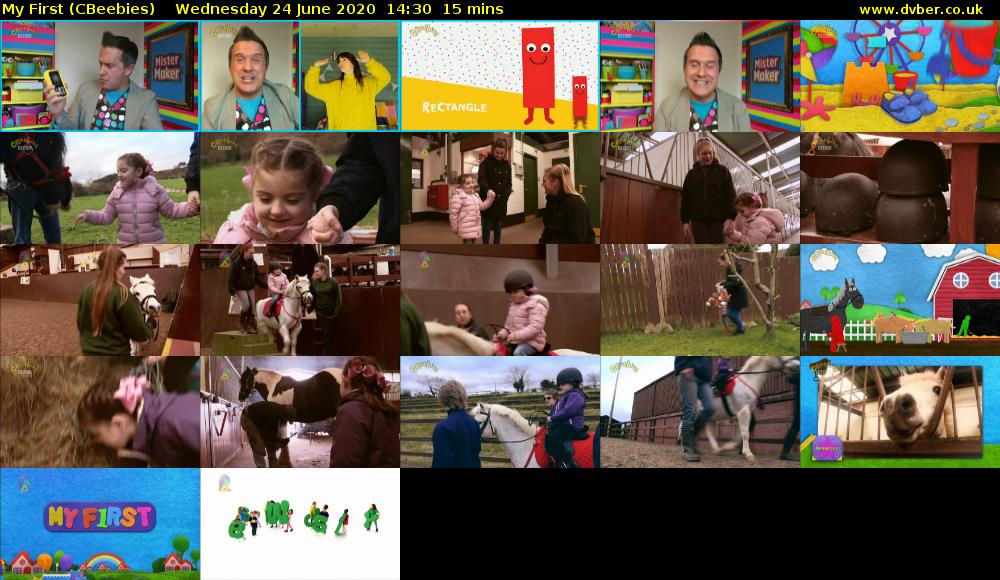 My First (CBeebies) Wednesday 24 June 2020 14:30 - 14:45