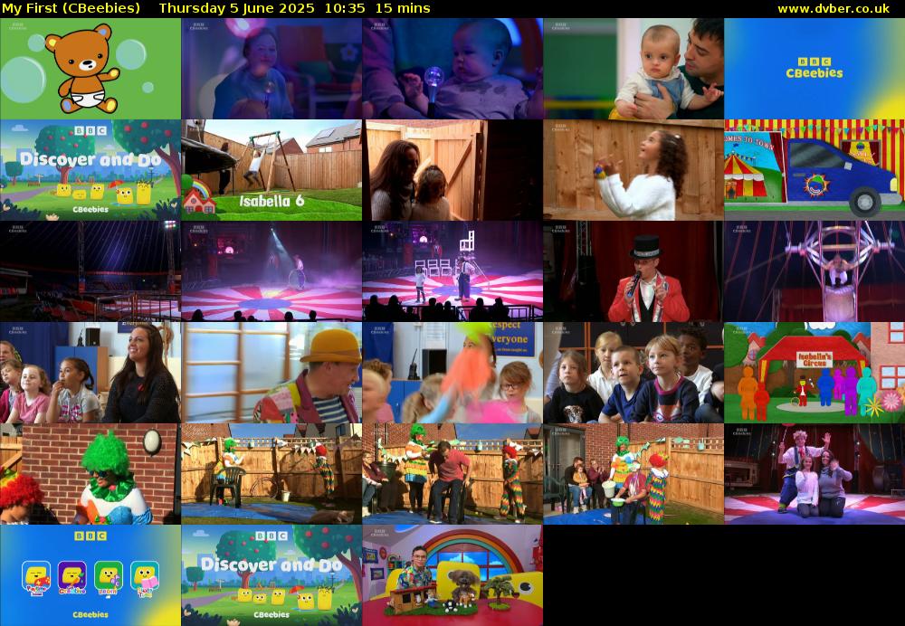 My First (CBeebies) Thursday 5 June 2025 10:35 - 10:50